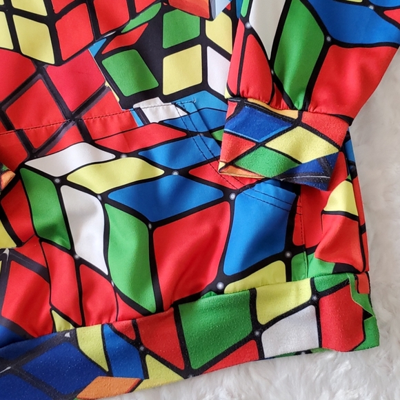RUBIK'S CUBE long sleeve hoodie front pocket Large gamer 80s fidget toy - Picture 5 of 10